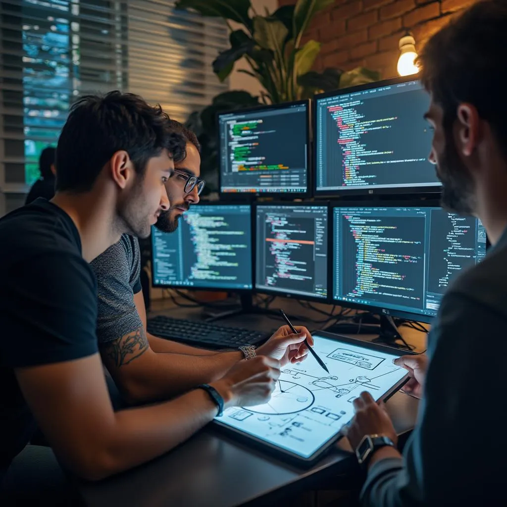 Equipo de desarrollo en acción